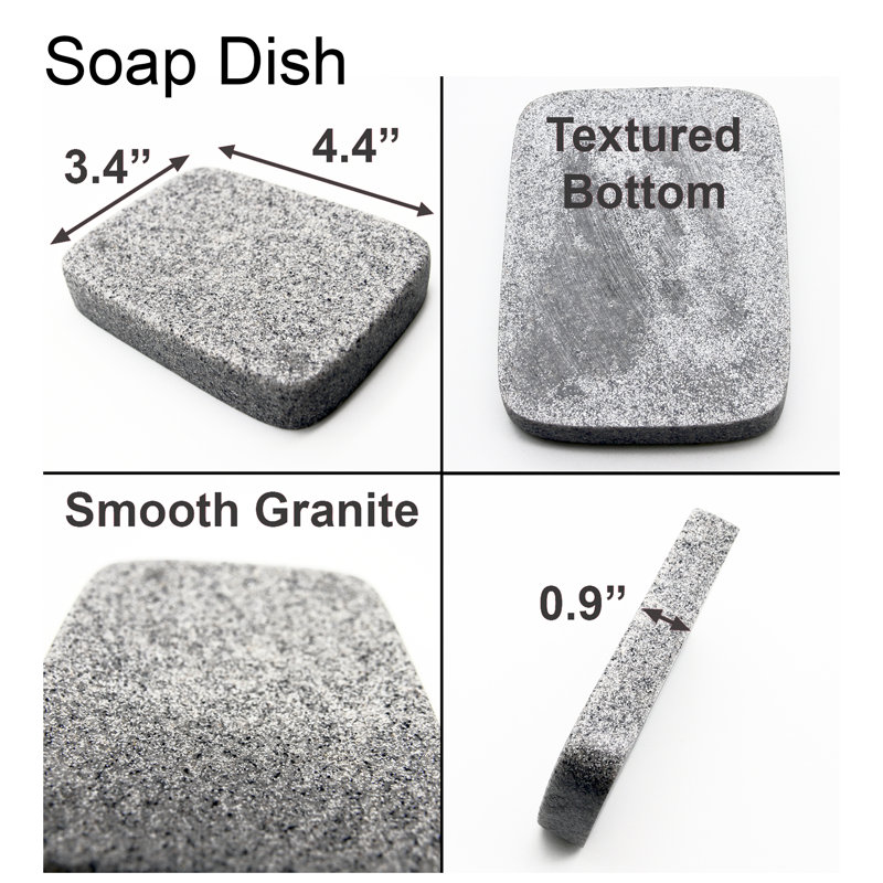 Evideco Granite Rectangular Grey Soap Dish Cup Dispenser | Wayfair